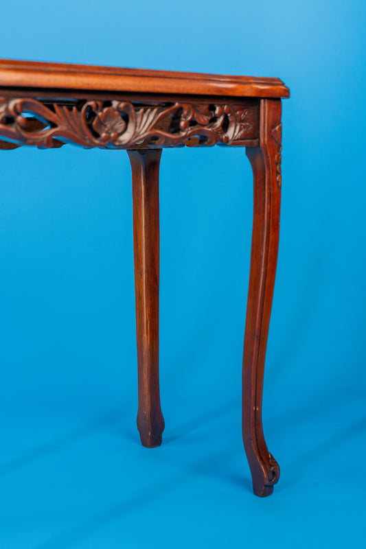 Asian Inspired Carved Wooden Table - Image 2