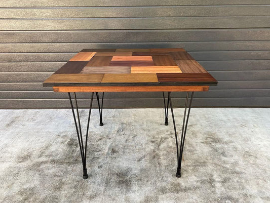 Retro Imbuia Fold Up Dining Table with Steel Legs