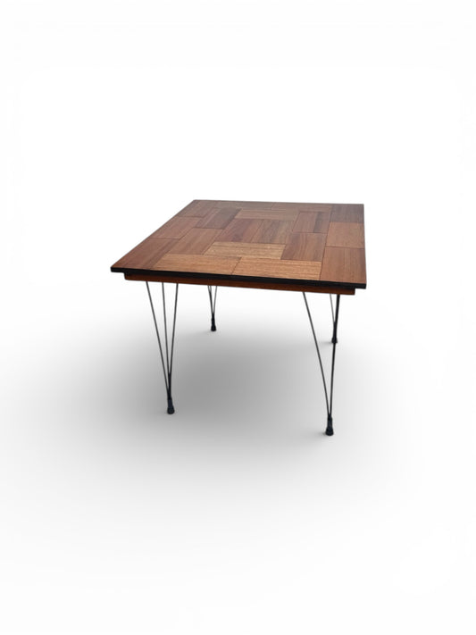 Retro Imbuia Fold Up Dining Table with Steel Legs