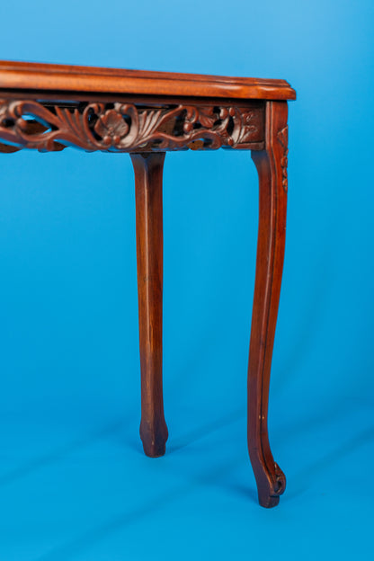 Asian Inspired Carved Wooden Table - Image 2