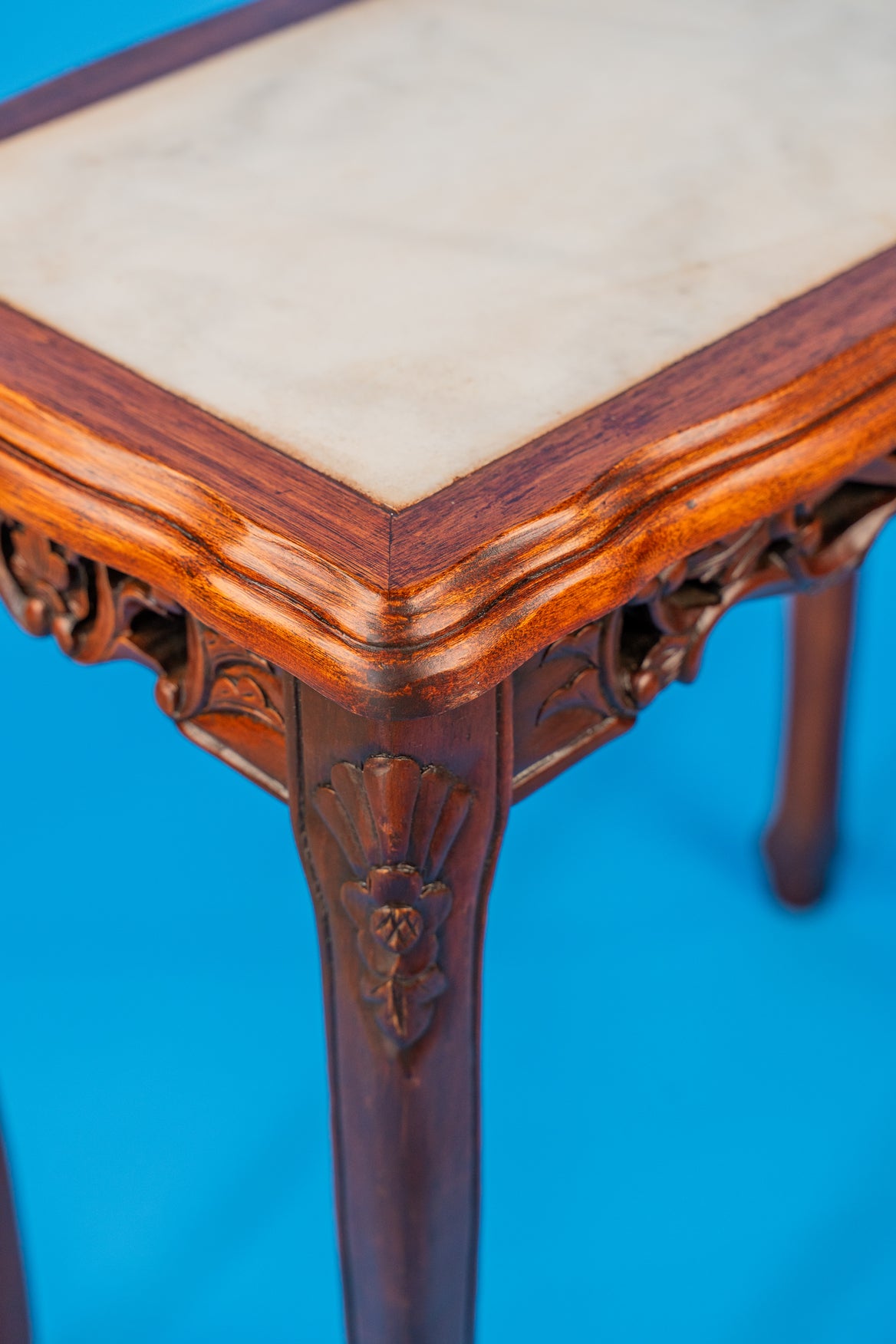 Asian Inspired Carved Wooden Table - Image 3