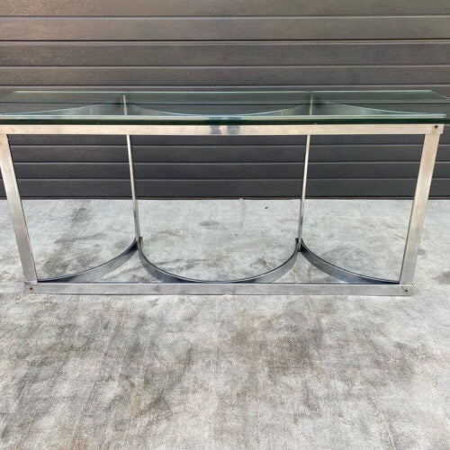 Marcel Breuer Style Glass & Chrome Entrance Table