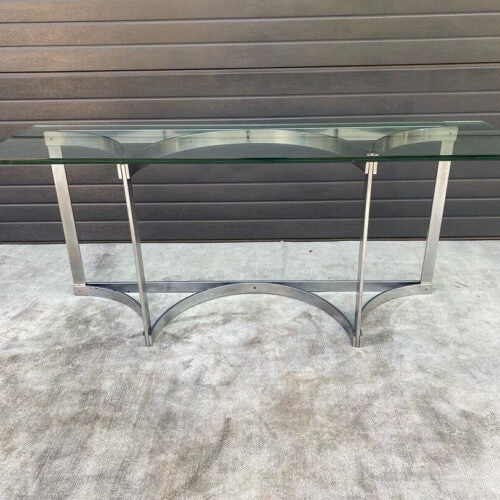 Marcel Breuer Style Glass & Chrome Entrance Table