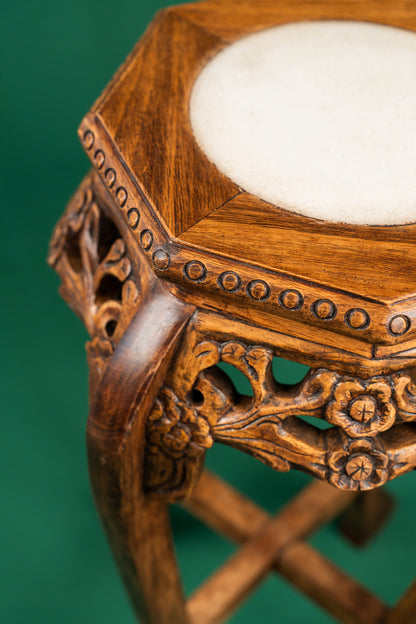 Mid-Century Carved Wooden Plant Stand - Image 2
