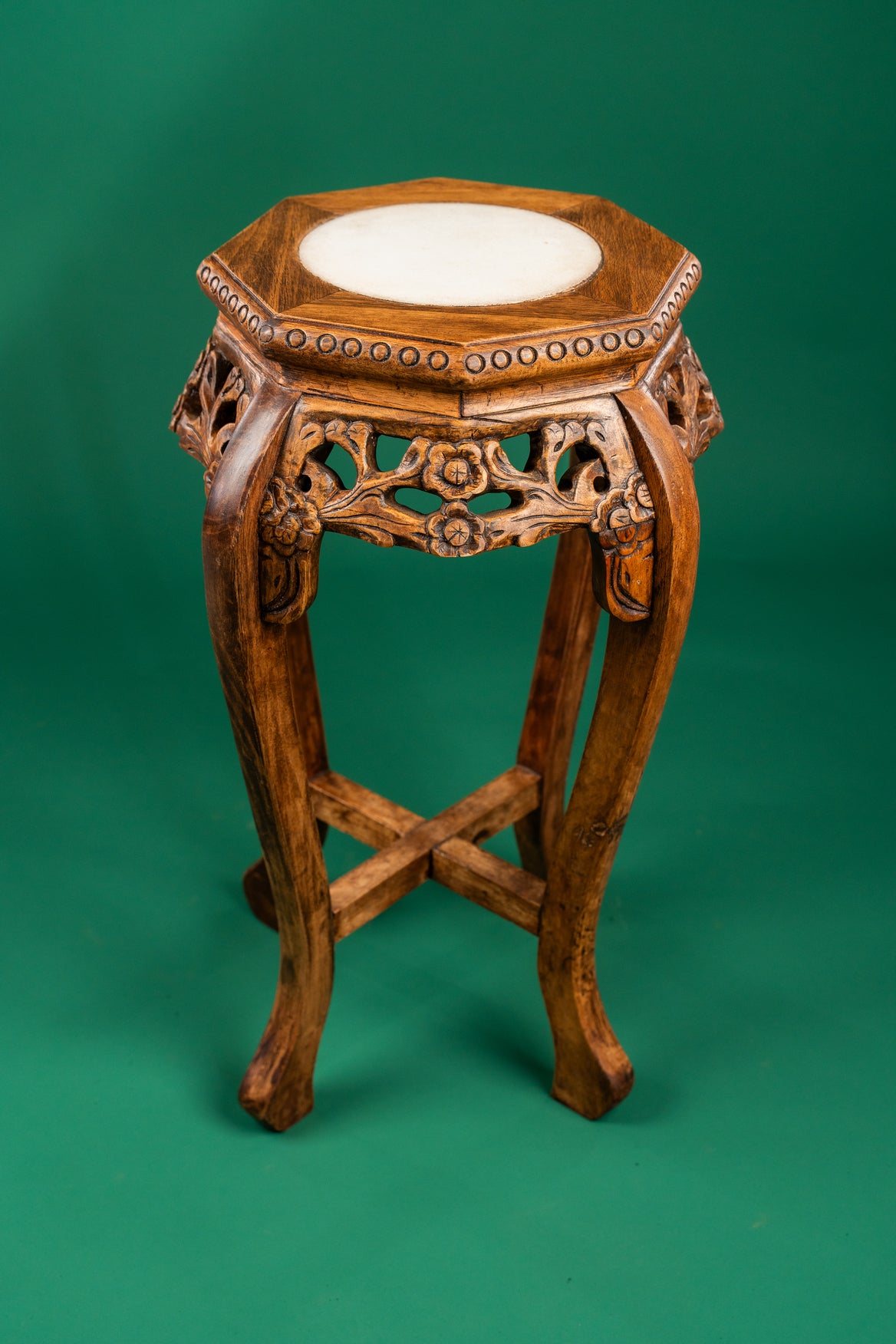 Mid-Century Carved Wooden Plant Stand - Image 3