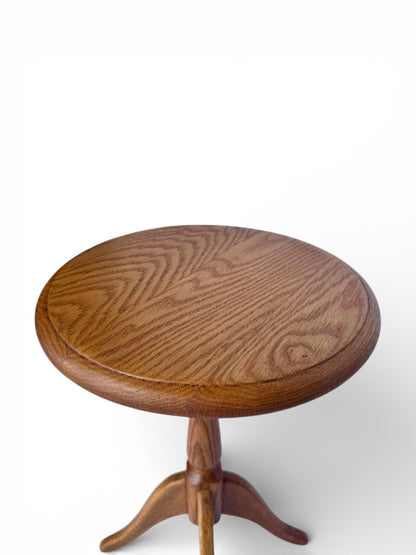 Solid Oak Pedestal Side Table