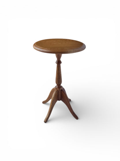 Solid Oak Pedestal Side Table