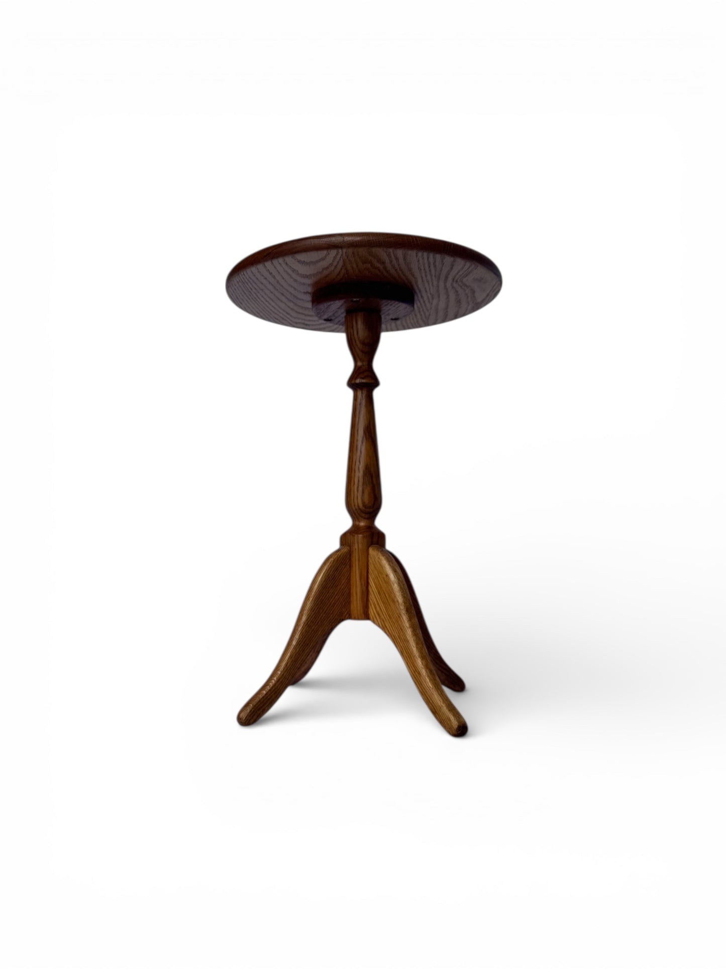Solid Oak Pedestal Side Table