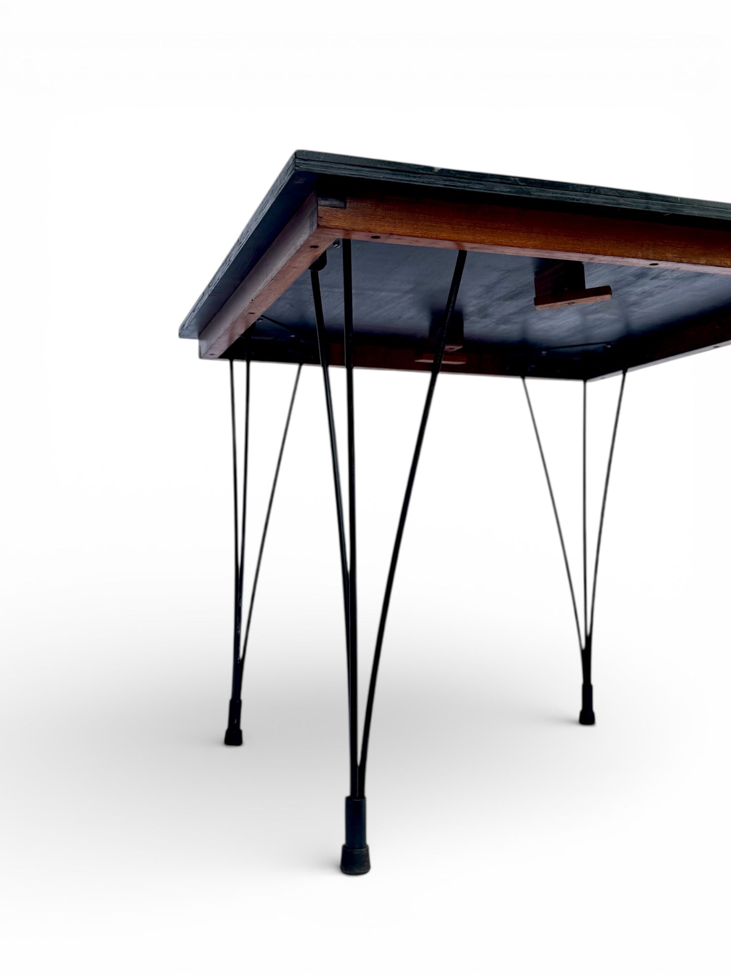 Retro Imbuia Fold Up Dining Table with Steel Legs