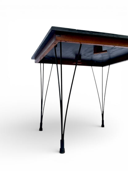 Retro Imbuia Fold Up Dining Table with Steel Legs